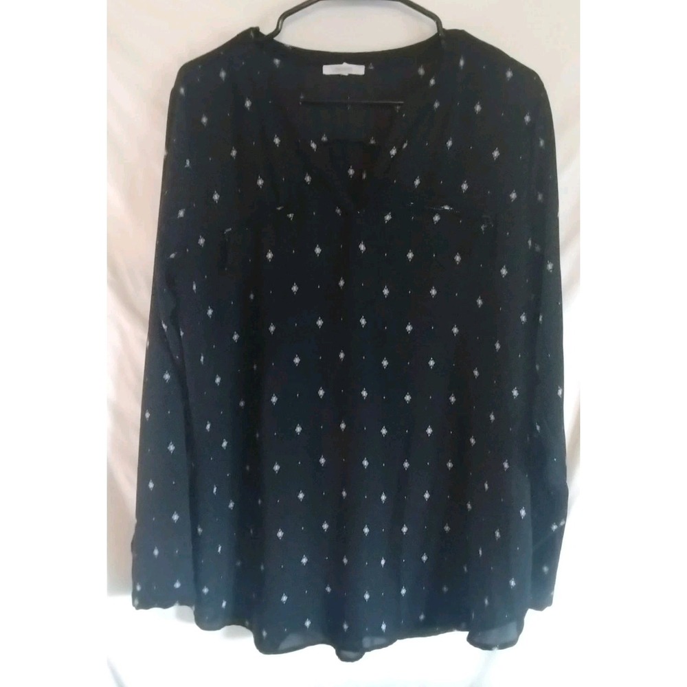 Maurices Shirt Womens Small V Neck Roll Tab Sleeve Black